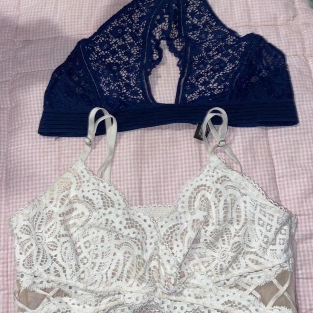 Victoria's Secret Lace Bralette Duo - White and Navy